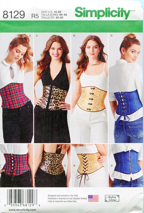 Simplicity Corset Pattern 8129 Designed by Andrea Schewe Sizes 14-22