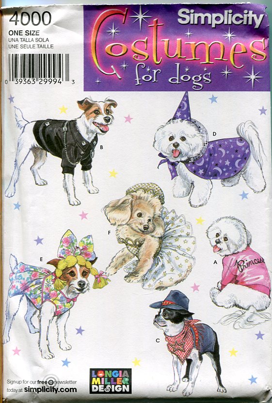 Dog Costumes for Guys & Gals, From Wizard to Ballerina, Simplicity Patterns 9884 or 4000
