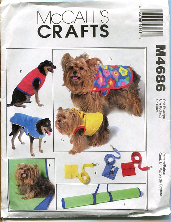 Dog Coats, Vest, Leash & Mat Sewing Pattern from McCall's 4686