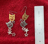 Comedy/Tragedy Drop Earrings with Stars