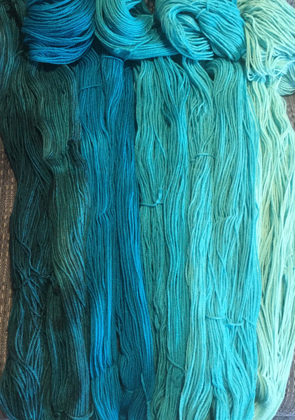 TURQUOISE DRAGON Color Fade Yarn Set of 5 Skeins, 100% Baby Alpaca