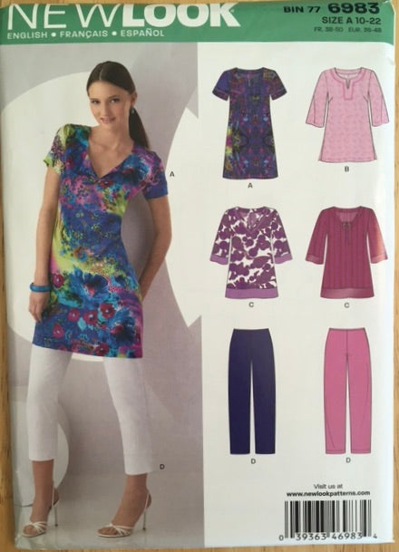Sewing Pattern: New Look 6983- Capri Pants & Tops Size 10-22