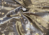 Embroidered Pale Bronze Taffeta Fabric 60" wide, sold by the yard