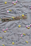 Embroidered Flowers on Fine Netting:  A single piece 1.25 yards long by 60" wide.