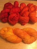DRAGON'S FLAME Color Gradient Yarn Set of 5 skeins of Merino/Cashmere