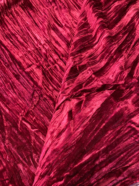 Ruby Red Vintage Crushed Velvet Fabric  One piece 3+ yards