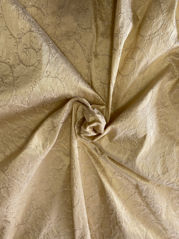 Poly Faux Silk with Embroidery in Gold 58-60