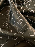 Seal Brown Taffeta Fabric with Pale Mauve Embroidered Vines- 60" wide