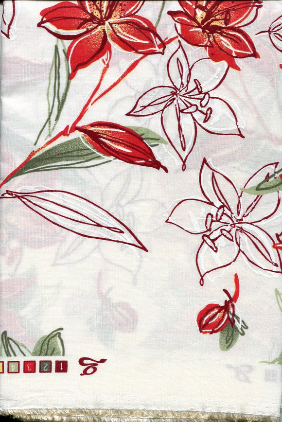 Made in Italy, Red Floral Linen Blend, See-through fabric, 60
