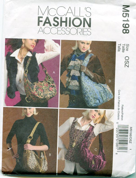 Hobo Bags: Pattern McCalls 5198 Show off your Tapestry & Specialty Fabrics