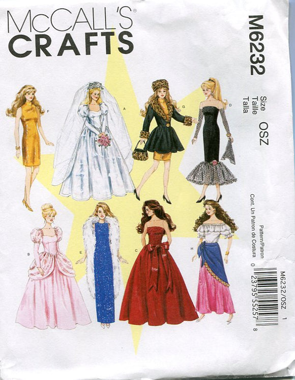Fashion Doll Clothes for 11.5 inch dolls Sewing Pattern McCalls 6232