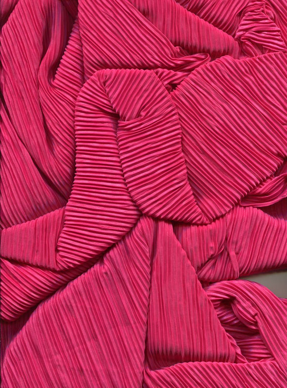 Bright Magenta Pleated Knit Fabric: Sold by the piece- 57