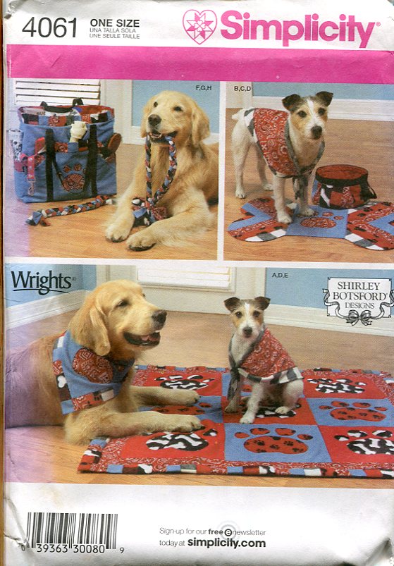 Simplicity 4061 Sewing Pattern Pet Accessories by Shirley Botsford Designs