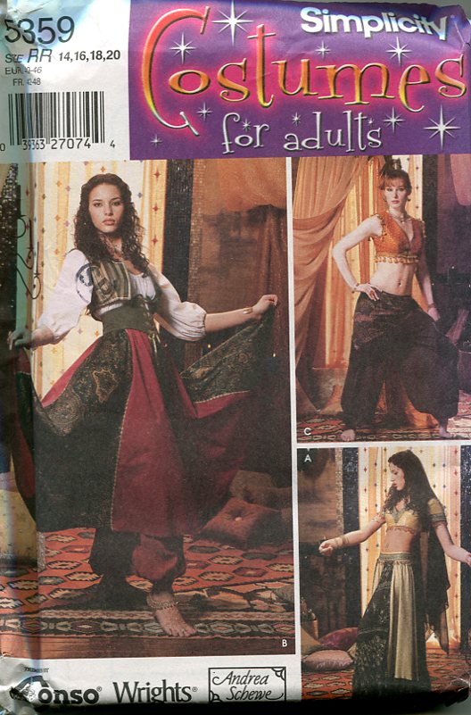 Halloween Costume Sewing Pattern: Simplicity 5359 Dancing Lady Gypsy Harem