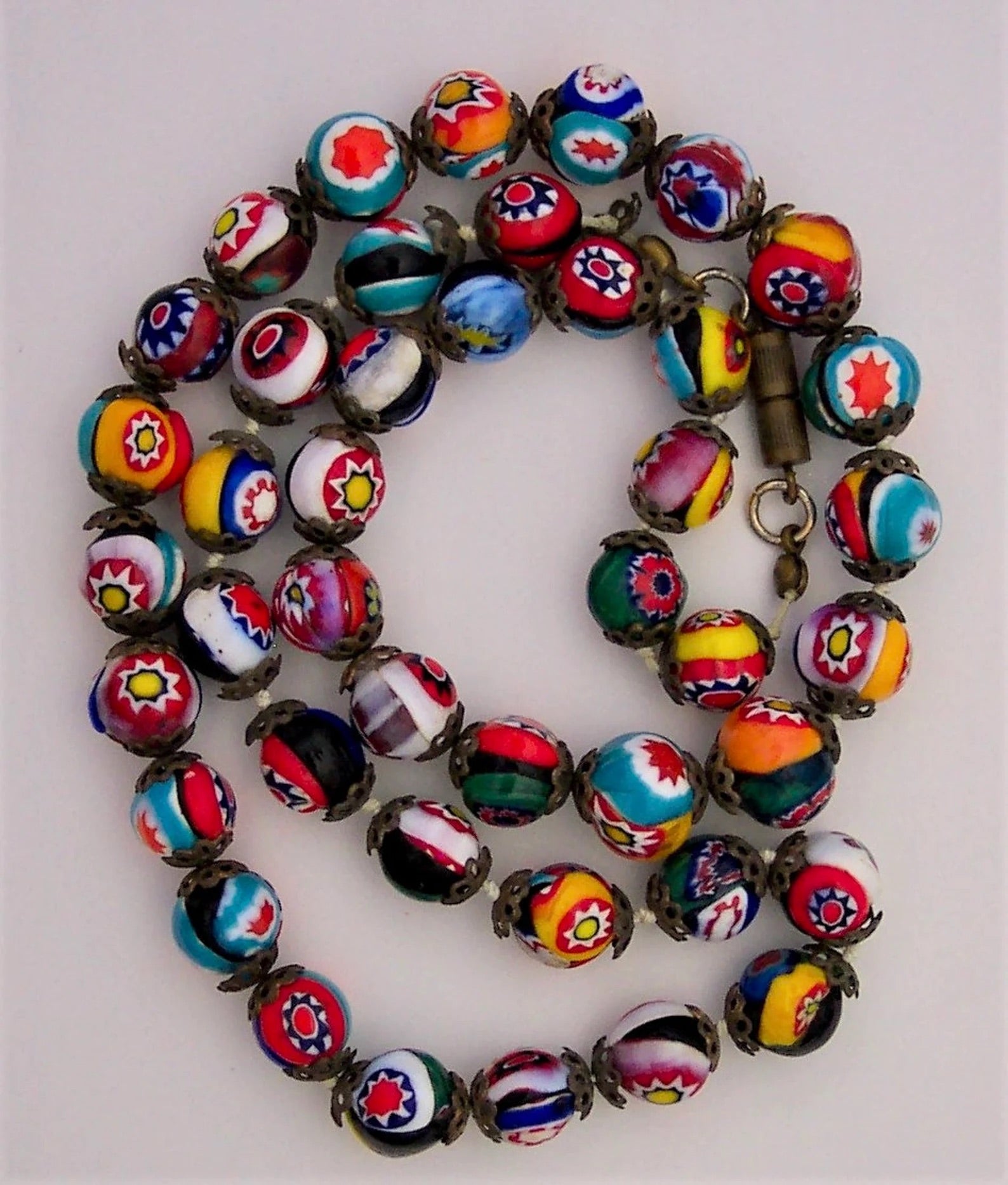 Vintage Millefiori Bead Necklace from Italy originalwoolydragon