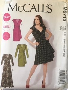 Faux Wrap Dress: McCalls 6713, Plus Sizes