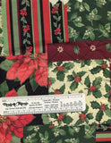 Christmas Fabric Holly Poinsettia: 4 yards x 56" wide, Cheater Quilt, All Cotton, Great Feel
