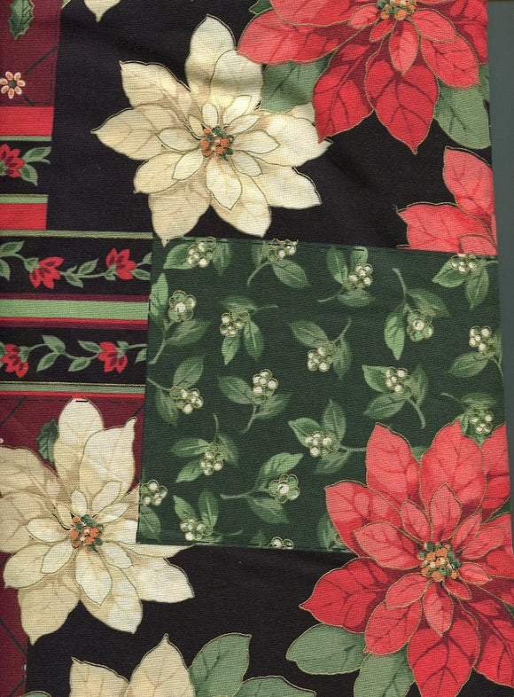 Christmas Fabric Holly Poinsettia: 4 yards x 56