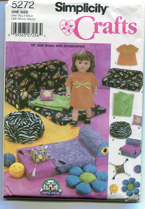 Doll Clothes & Accessories Sewing Pattern for 18 inch Dolls Simplicity 5272